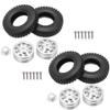 Metal Alloy Rear Wheel Hub Rims with 22mm Width Rear Rubber Loader Wheels for Tamiya 114 RC