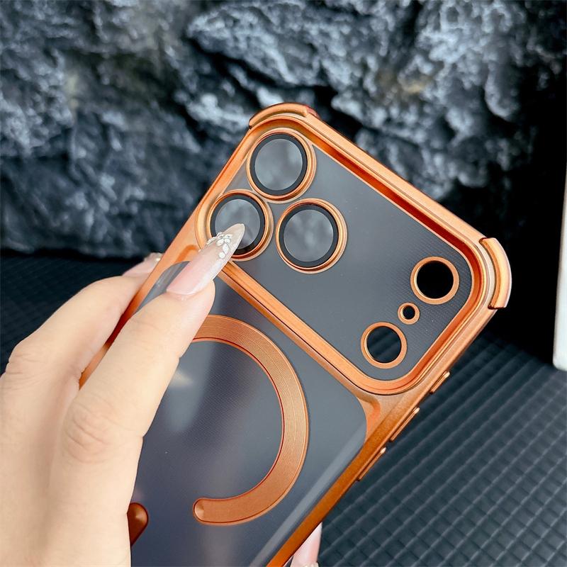 Soft Matte Translunt Plating Case For iphone 17 Air 13 14 15 16 17 Pro Max For Magsafe Magnetic Wireless Charging Bumper Cover