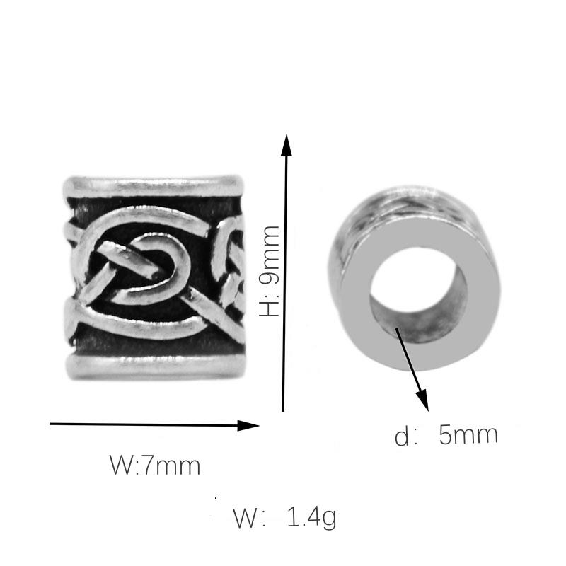 10Pcs/Pack Viking Runes Beard Beads Alloy Antique Norse Dreadlock Beads for Beard Hair DIY Bracelet Necklace Beading