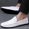 Leather Mens Casual Shoes Summer Comfy High Quality Slip On White Loafers Comfy  Driving Boats Shoes Mocassins Walking