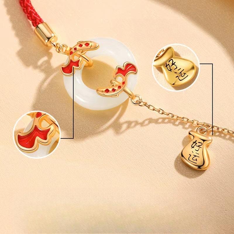 Браслет из красной веревки с кои на удачу, женский, национальный стиль, новый китайский темперамент, натальный, для переноса, с безопасной застежкой-пряжкой