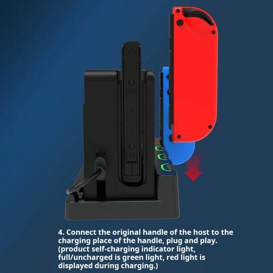 Подставка для зарядки контроллера со светодиодным индикатором, нескользящая конструкция, эффективная док-станция для контроллера, держатель игровой консоли для Switch