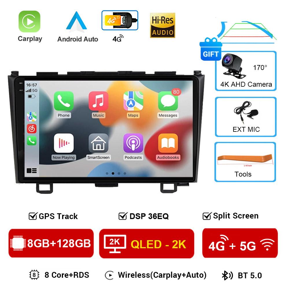 Автомагнитола Android 16 для Honda CR-V 3 RE CRV 2007-2011 Мультимедийный видеоплеер 2 DIN Навигация GPS Carplay DVD Головное устройство