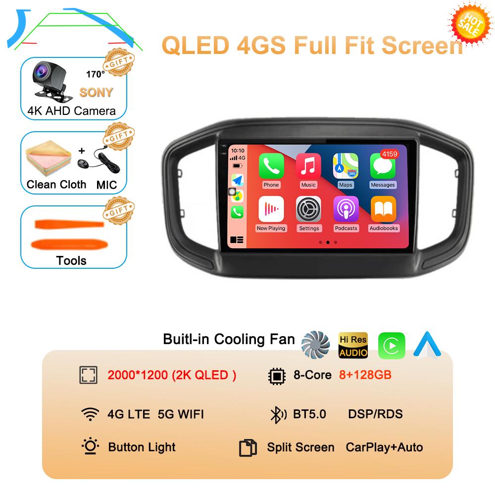 Android 14 Auto Carplay для Fiat Strada 2020 2021 2022 Автомобильный радиоприемник Мультимедиа Видеоплеер GPS-навигация Стерео 360 Камера WIFI