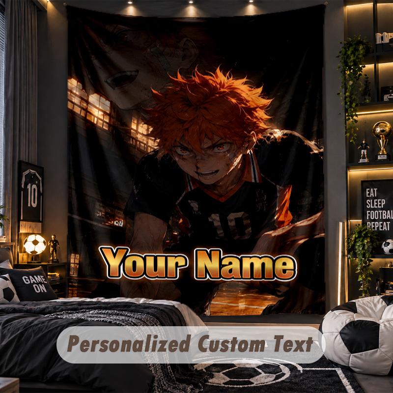Personalized Wall Tapestry,Haikyuu Custom Printed Name, Fabric Wall Art For Indoor Room Backdrop