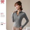 Женская быстросохнущая спортивная куртка на молнии со стойкой и длинными рукавами для бега и йоги