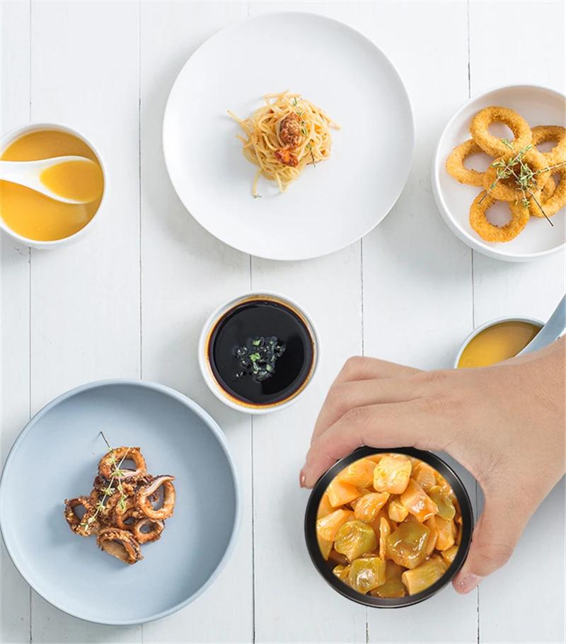 Small Seasoning Dish, Hot Pot Dipping Bowl, Sushi Vinegar Soy Saucer, Appetizer Tray, Round Stainless Steel Container