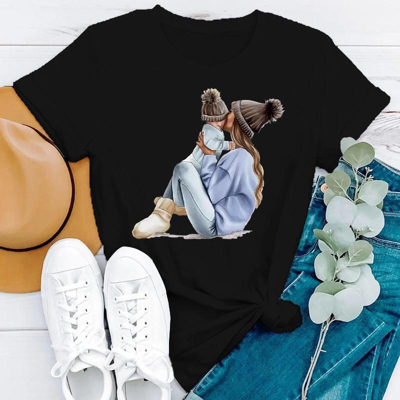 Простая женская одежда больших размеров с принтом на тему Дня матери, стильные женские футболки из чистого хлопка с круглым вырезом и короткими рукавами