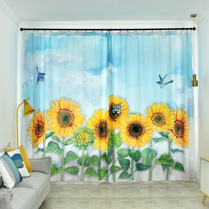 Sunflower Drape Children's Room Adorable Kids Bedroom Space Window Opening Shades Children's Room Thin Cloth Drape Screen High Shading Modern4