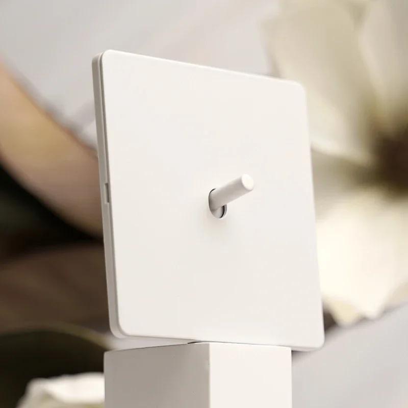 White Antique Stainless Steel Panel Wall Lamp Switch, Toggle Wall Dimmer Switch Socket EU USB Plug Socket 220V Electrical On Off