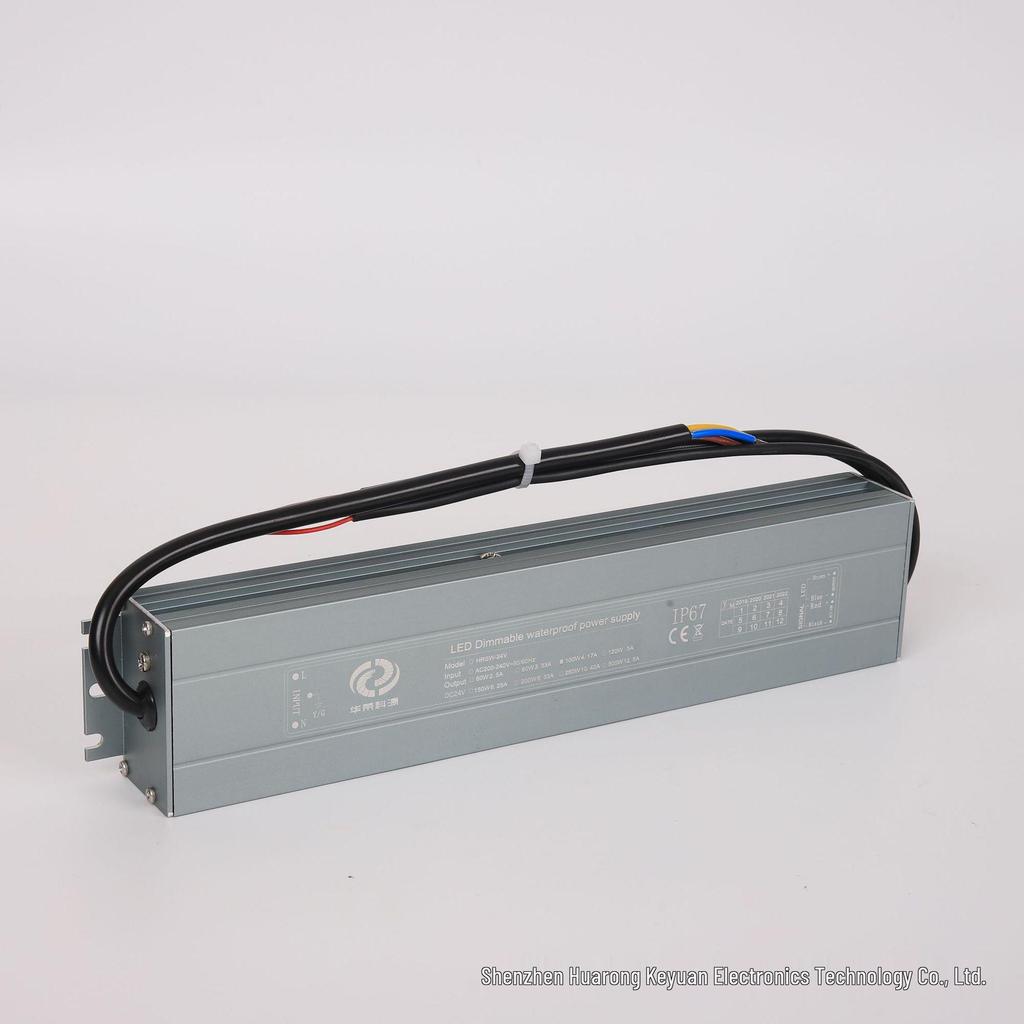 Dimmable 12V/24V Waterproof Power Supply with 0-10V Silicon Control, Options: 60W, 100W, 150W, 200W, 250W, 300W
