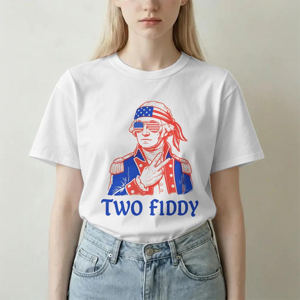 Two Fiddy 4th Of July T Shirt For Unisex Unisex 100 Cotton Awesome Tshirts Round Neck Tees Short Sleeve Tops Adult