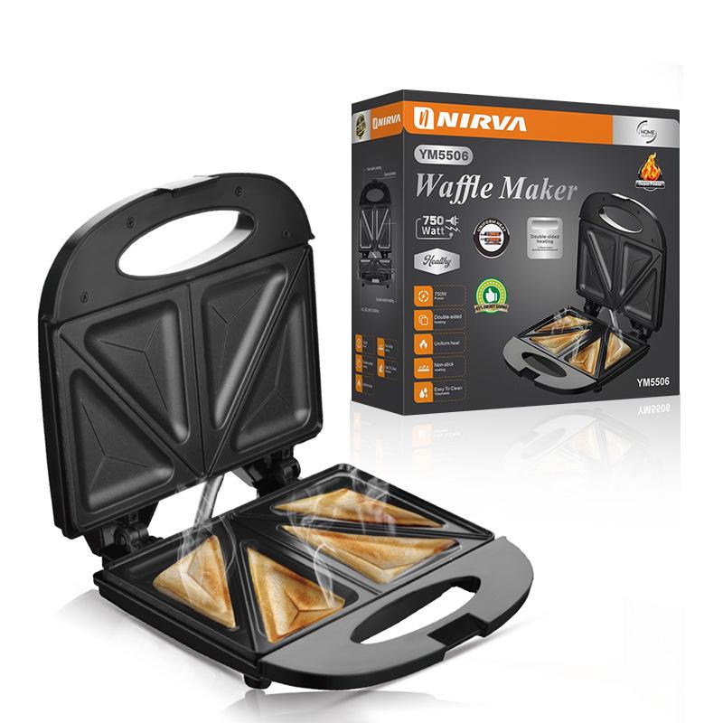 Electric Sandwich and Waffle Maker for European and American Style Breakfasts