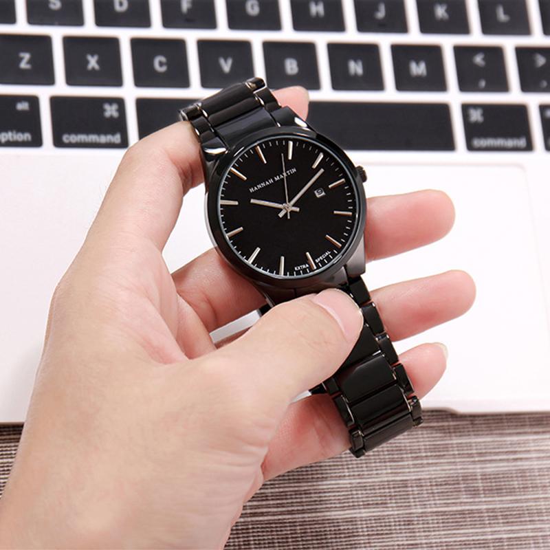 Мужские часы лучший бренд класса люкс с календарем кварцевые модные деловые полностью черные водонепроницаемые часы Relogio Masculino