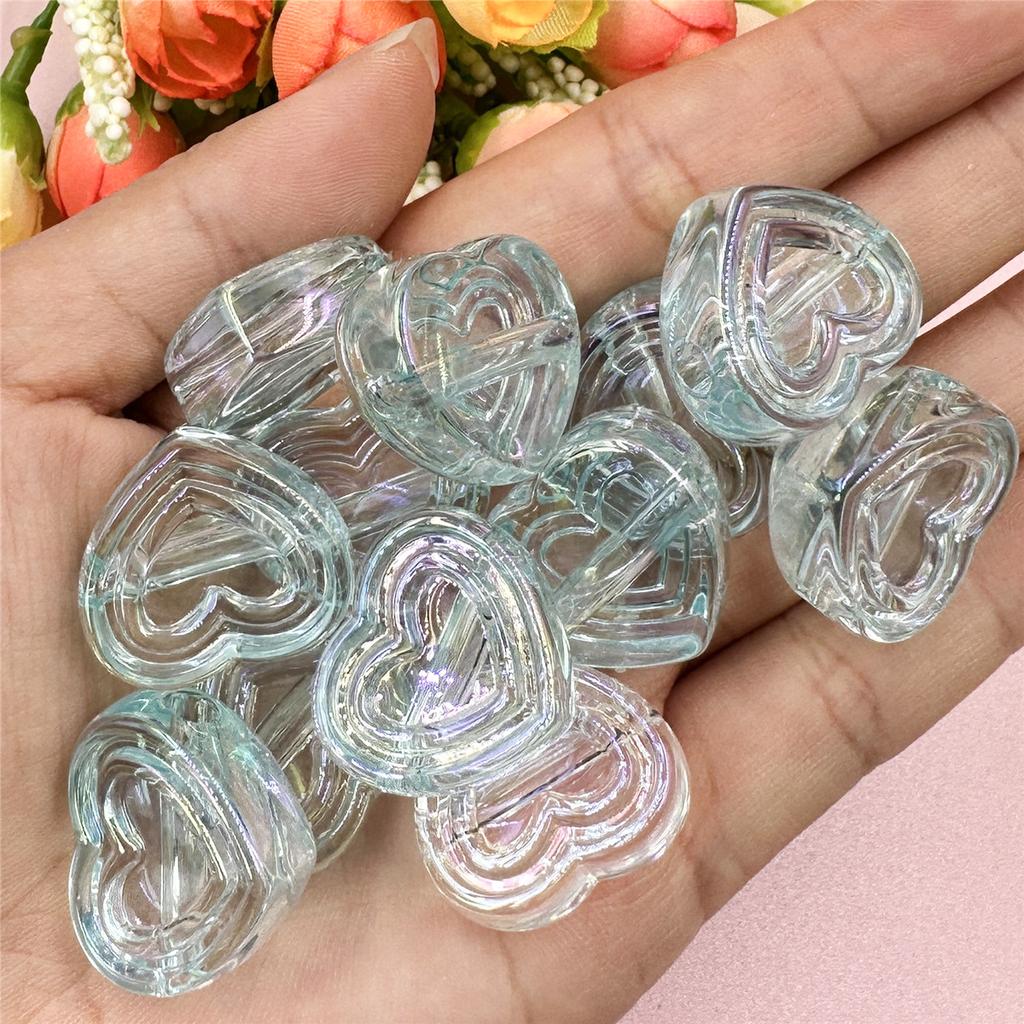 High Quality Creative Handmade Material DIY Making Accessories Spacer Loose Beads 12Pcs 23.9mm*20.8mm with Hole 6 Colors Acrylic Peach Heart