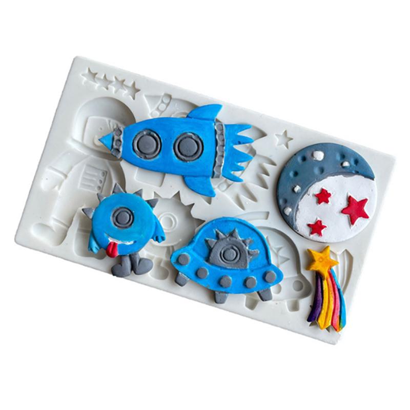 Силиконовые формы на космическую тематику, космический корабль, астронавт, ракета, конфеты, шоколадная помадка, инструменты для украшения торта на вечеринку своими руками