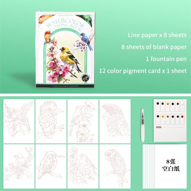 1 Набор Креативный набор для акварельной живописи с 12-цветной твердой краской, раскраска для снятия стресса у детей, набор для акварели для искусства родителей и детей