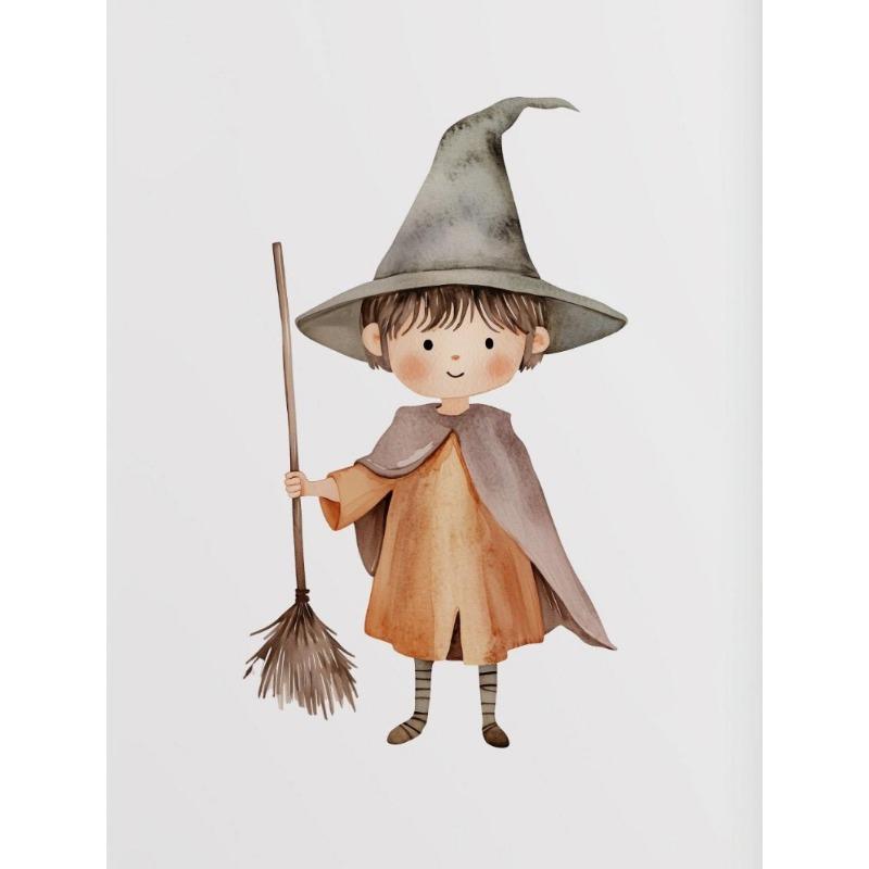 Halloween Cute Witches Wizard Pink Ghost Cartoon Magic Figure Poster Canvas Painting Wall Art Pictures Home Playroom Decor