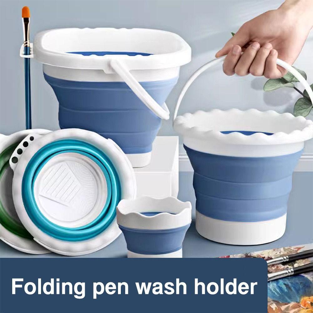 Portable Paint Brush Washing Bucket Silicone Paint Brush Washer Wash Pen Bucket Students