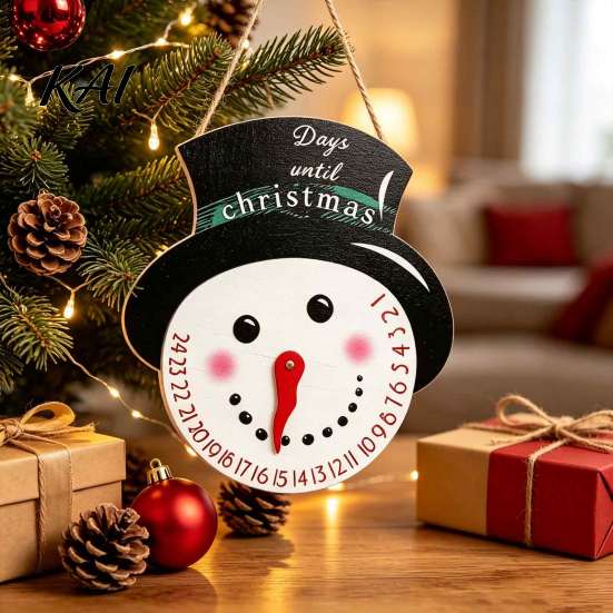 Holiday Interactive Countdown Christmas Calendar, Reusable Days Until Door Hanging Sign, Tree Date Tracker Vintage Round Wreath Hanger for Wall Decor