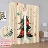 2pcs,2D Plane Printing Pattern Curtains Christmas Tree Festive Stars Versatile 100% Polyester (without Rod) Outdoor Decorations