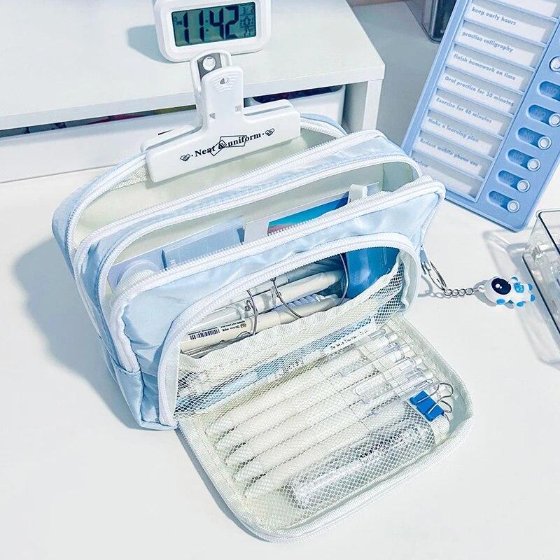 Эстетическая сумка-карандаш большой емкости для девочек, школьные чехлы, милый держатель для канцелярских принадлежностей, сумка-карандаш на молнии, школьные принадлежности для студентов