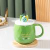 Открывающийся сувенирный подарок с крышкой-ложкой, рельефным зеленым деревом, керамическая чашка для девочек, офисный набор, кружка, креативная чашка для воды