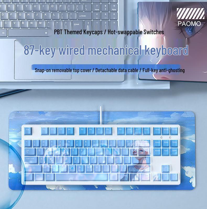Компактная тихая механическая игровая клавиатура F87 для девушек - Настраиваемый дизайн для офиса и киберспорта
