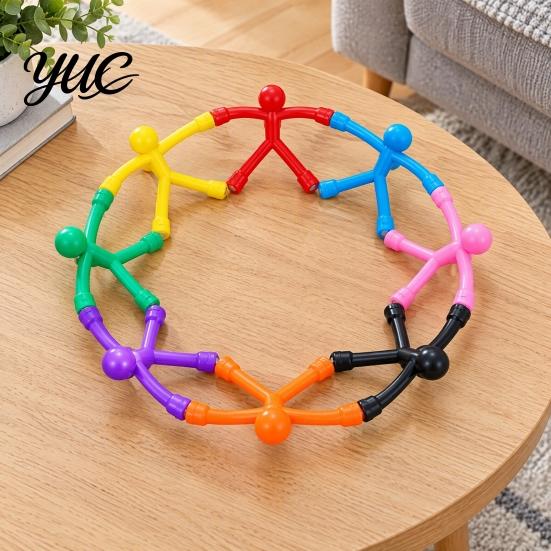 Образовательные сенсорные игрушки Магнитная фигурка-человечек Fidget Toy, Гибкий магнитный человечек разных цветов, Гибкие силиконовые фигурки для заметок и фото на холодильник