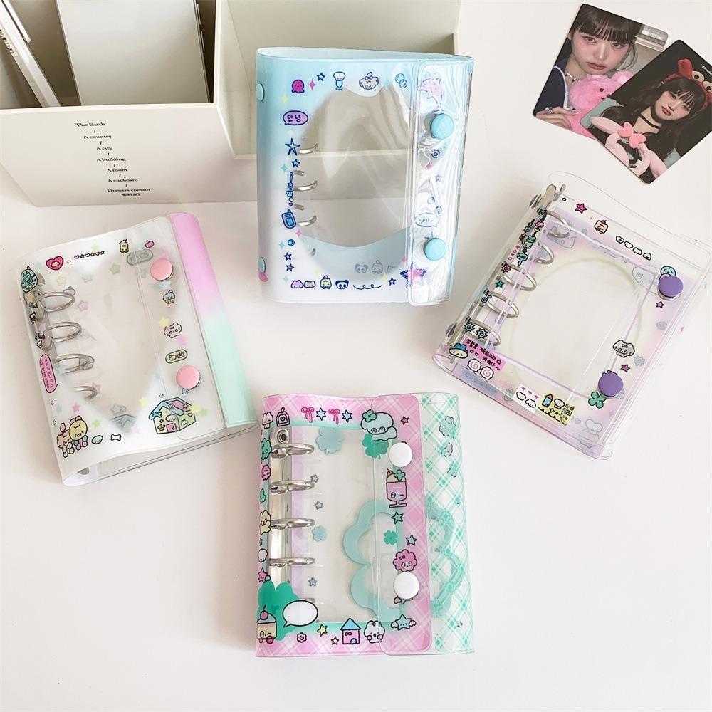 Double Buckle Photo Card Holder Cartoon M5 Pocket Notebook Kawaii Transparent Binder