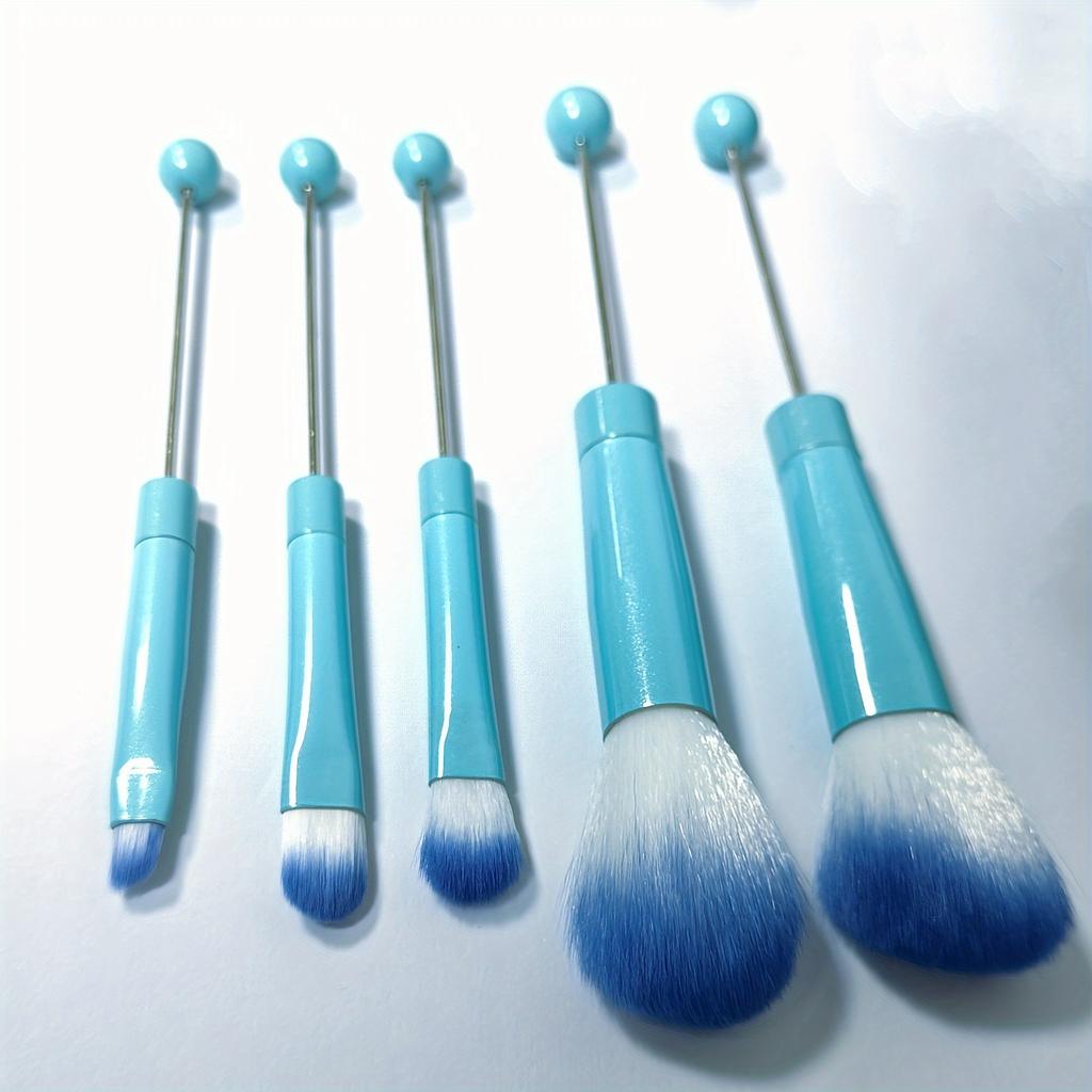 5pcs Beadable Makeup Brushes Unique Brushes Silicone Beads DIY Makeup Cosmetic Brushes Beaded Brushes Kit For DIY