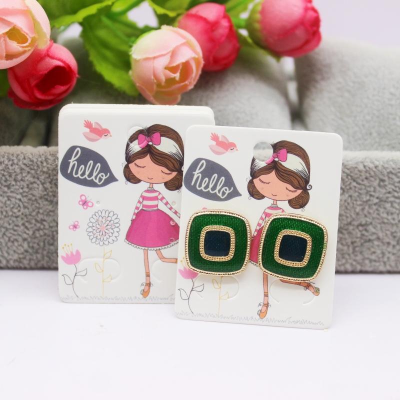 5x4 см Горячая распродажа Новый стиль комиксов Красота/Фото Девушка Черный/Белый/Крафтовская бумага Серия Серьги-гвоздики Набор Шаблон карты