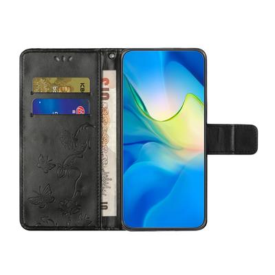 Для телефона Motorola Moto G53 5G/G23 4G/G13 4G Кожаный чехол с тиснением Бабочка Цветок Чехол для телефона Подставка Кошелек с ремешком