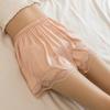 Women Sleeping Shorts Satin Solid Color Loose Type Elastic Waist Seamless Lady Safety Pants