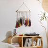 Macrame Wall Hanging, Boho Decor, Handmade with Wood Beads, Tapestry Cotton Thread Tassel for