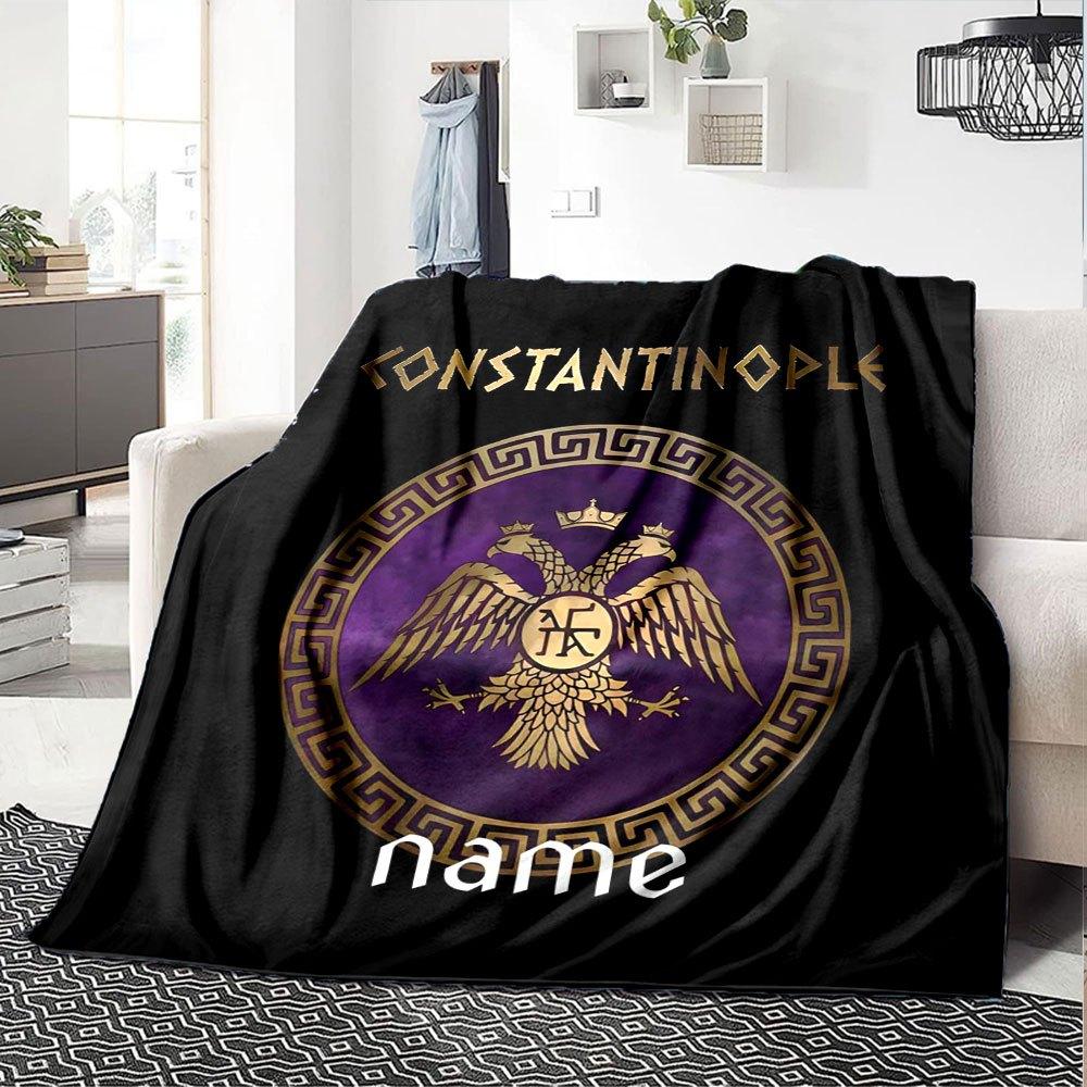 Byzantine Emblem Cozy Customizable Blanket Personalized Name Comfortable For Sofa Couch Office Bed Picnics Four Seasons Multipurpose Versatile