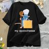 Смешная футболка с мемом про крысу и сыр, с коротким рукавом, для ЖЕНЩИН, Унисекс, Модная, С круглым вырезом, Повседневная, Универсальная, Милый топ, Корейский стиль