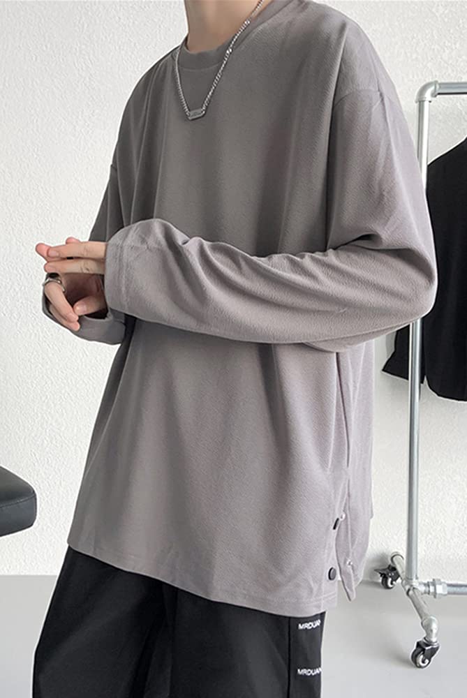 Long Sleeve Autumn Cut and Sewn [Poperdision] Men's T-Shirt, Clothes, T-Shirt, Clothes, Men's Fashion, Large_Size, Plain, Light, Soft, Silhouette,