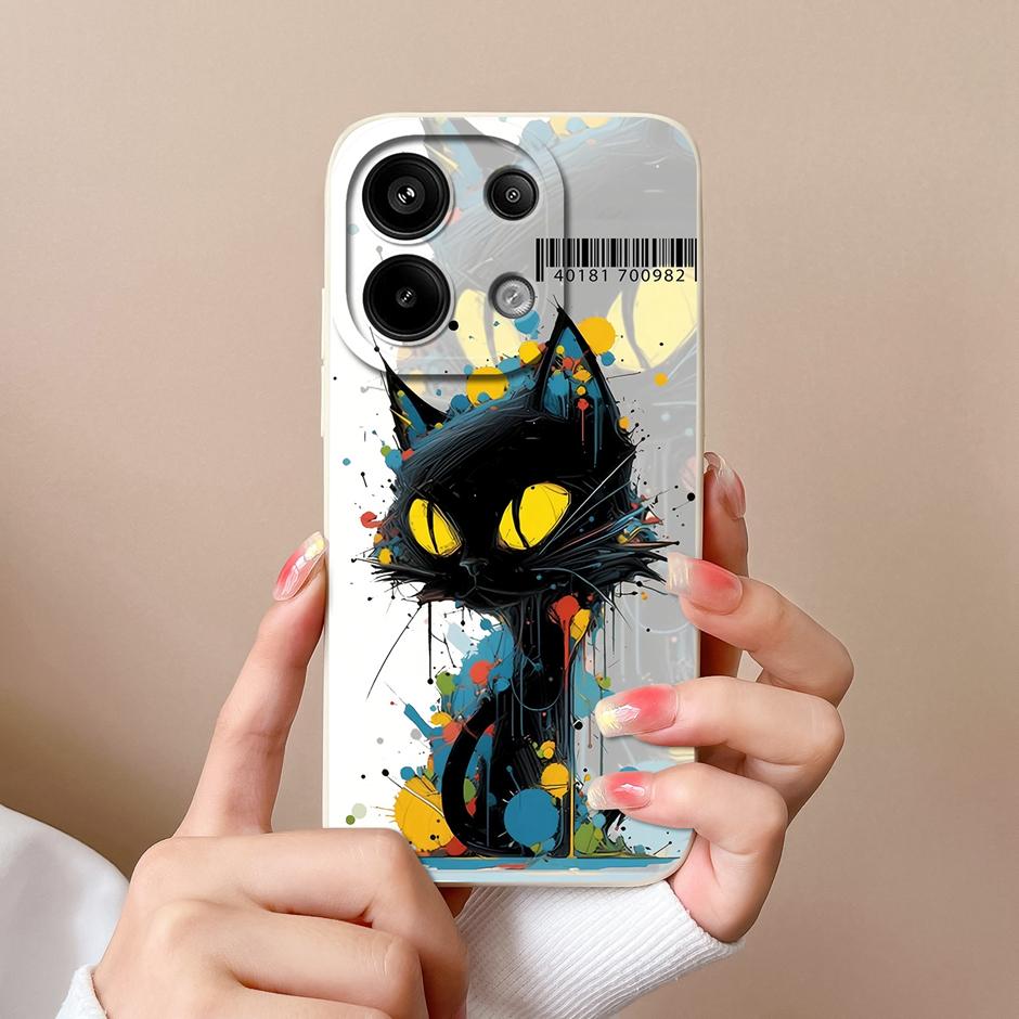 Для Xiaomi Poco M6 Pro 4G 5G Чехол Модный Черный Кокосовая Пальма Жидкий Силикон Мягкий ТПУ Чехол Для XiaomiPocoM6 M6Pro 4G 5G Funda