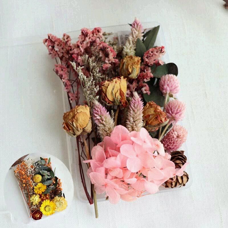 Сушеные цветы, 1 коробка, настоящая подвеска из смолы, эпоксидная смола, ремесленные украшения для искусства «сделай сам»