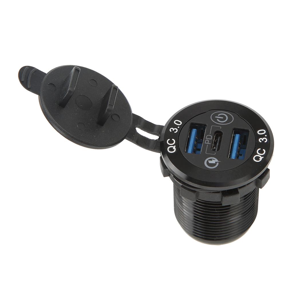 Гнездо USB-зарядки 3 порта Множественная защита Гнездо зарядки QC3.0 с водонепроницаемой крышкой для автомобилей грузовиков автодомов