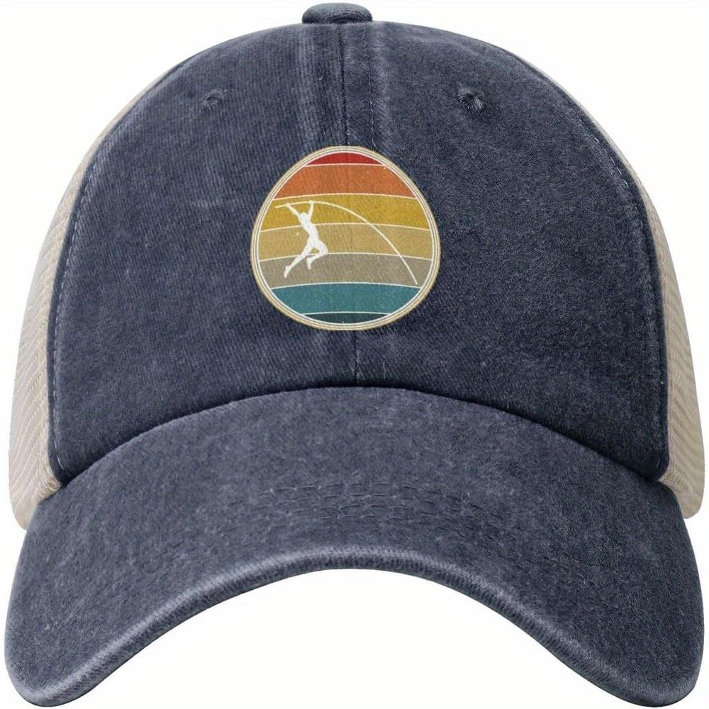 Retro Pole Vault Outdoor Adjustable Washed Denim Mesh Hat Denim Baseball Cap Cowboy Hat