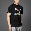 Puma Intl Tee Color Logo Print Спортивная футболка с круглым вырезом с короткими рукавами Мужские топы Черный 532274-51