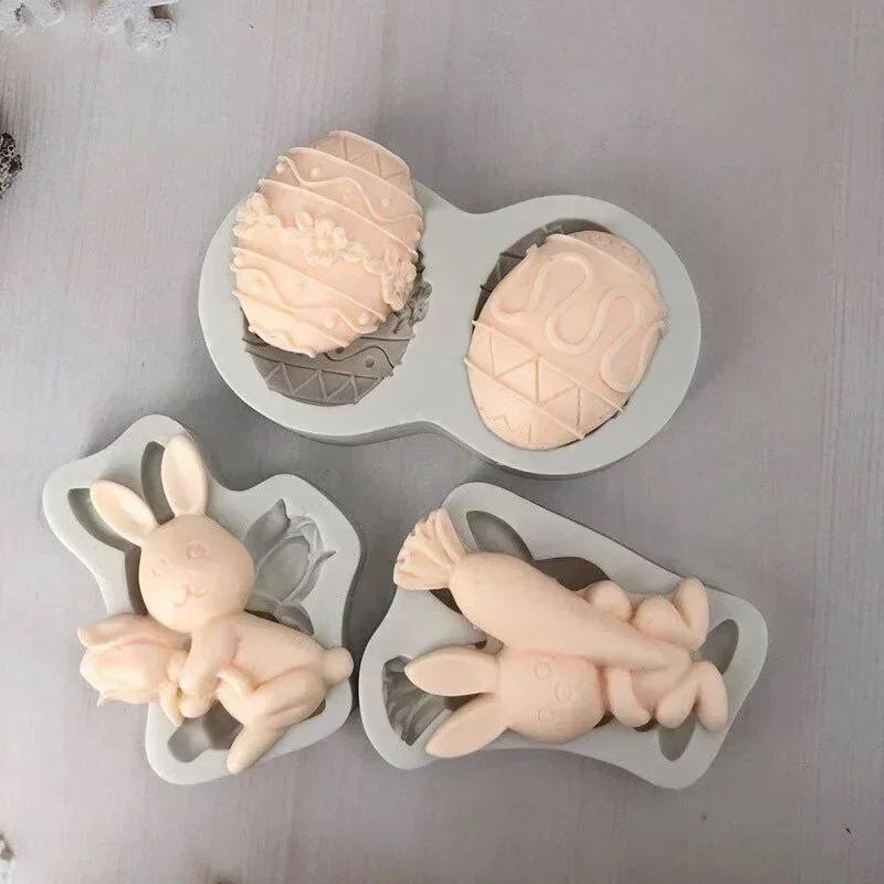 Формы ручной работы, креативные, для украшения пасхальной вечеринки, кролик, морковь, пасхальные яйца, силиконовая форма, формы для выпечки шоколадного печенья, инструменты