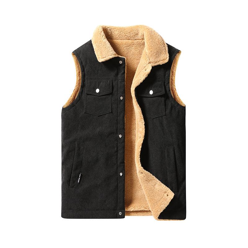 Plus Size Autumn and Winter Lambhair Vest, Thick Vest, Corduroy Vest, Men's Jacket, Lapel, Workwear Vest