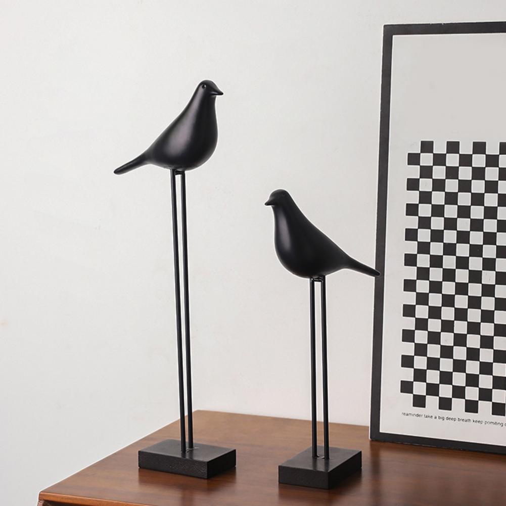 Artistic Resin Statues Black White Bird Figurine Minimalist Modern Art Sculpture Elegant Home Decor Accent for Tv Cabinet