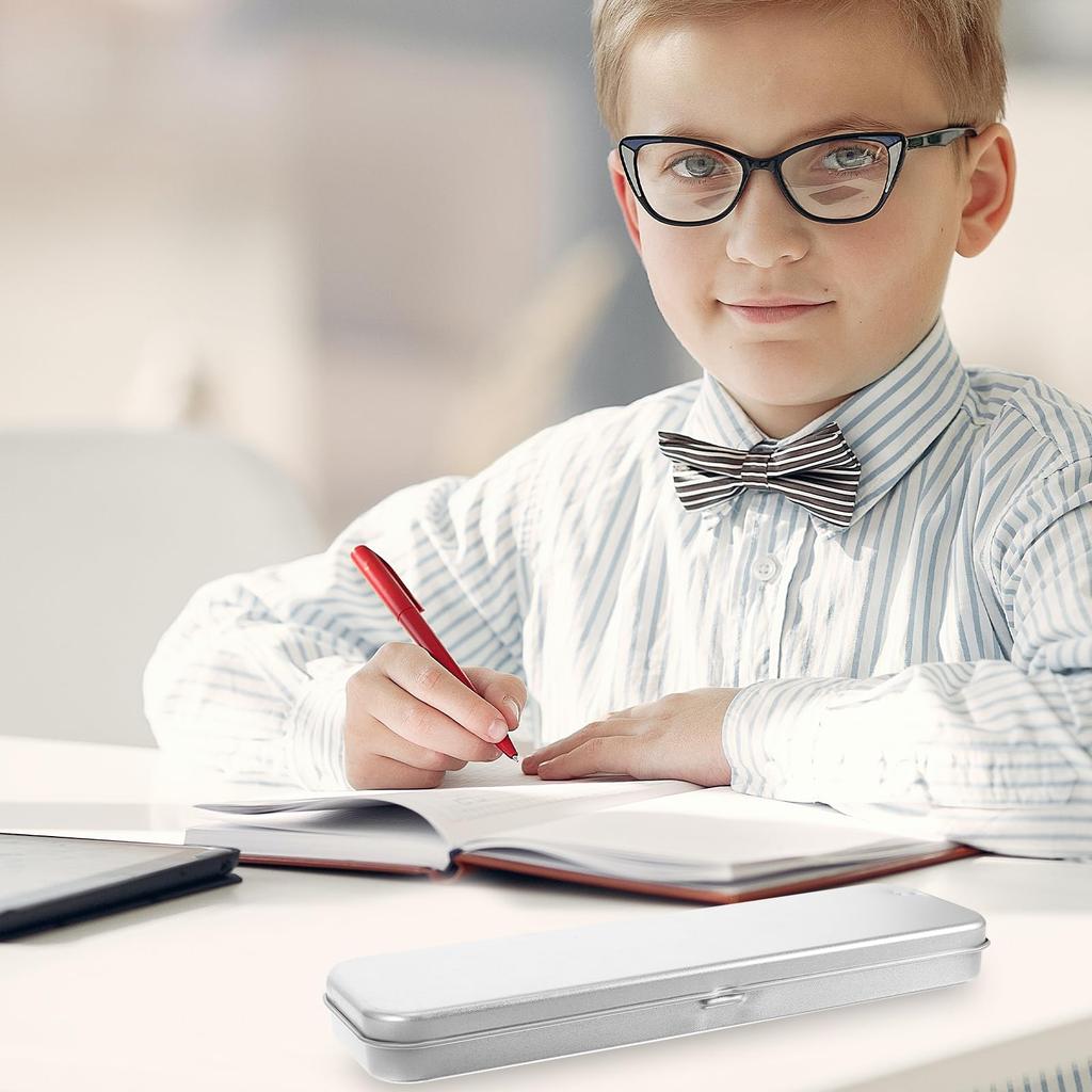 EXCEART Жестяная пенал-коробка, Прямоугольная однослойная металлическая пенал-коробка из жести, Простой дизайн для студентов, Хранение канцелярских принадлежностей, 8,07" x 2,36" x 0,79"