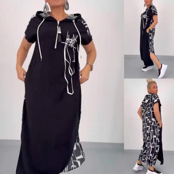 2024 Европейское и американское длинное платье с V-образным вырезом и завышенной талией - Стройнящий, модный летний стиль