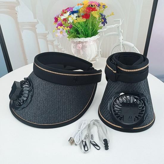 Веерная шляпа с широкими полями, дизайнерская повязка на голову, мужская и женская складная шляпа от солнца, перезаряжаемая вращающаяся на 360 градусов веер, пустой цилиндр