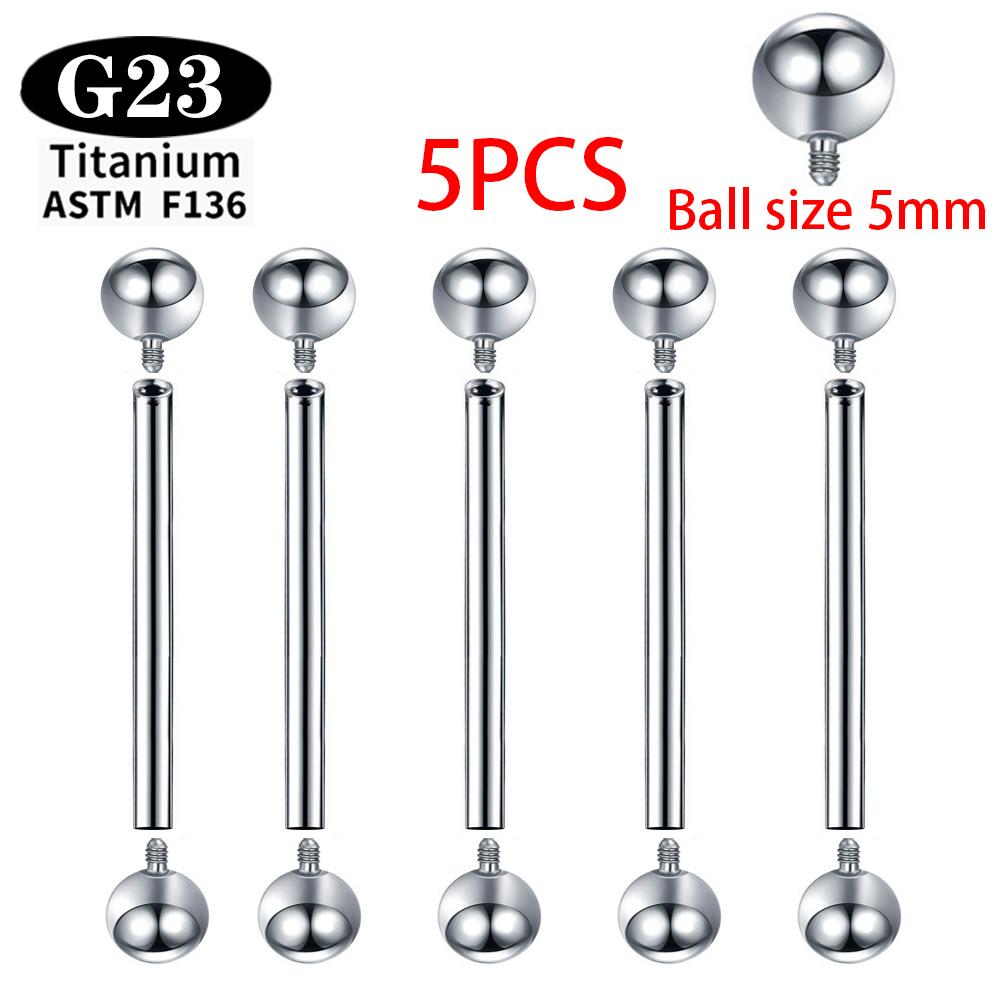Титановый имплантат ASTM F136 Прямые штанги с внутренней резьбой Пирсинг языка Пирсинг ушей Украшения для пирсинга Штанга 2/5/50 шт./лот